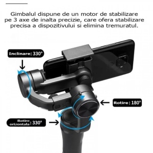 Stabilizator imagine pentru telefon, 60-86mm, Gimbal cu 3 axe, negru - Img 7