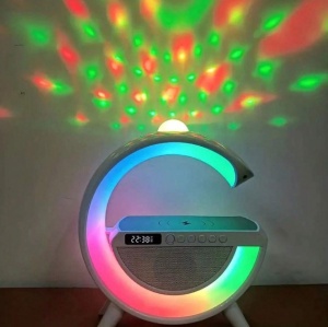 Statie Incarcare 3 in 1 cu lampa RGB, Wireless, Boxa Bluetooth, Ceas Digital - Img 2