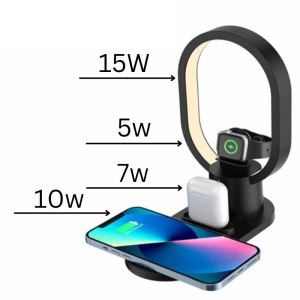 Statie incarcare wireless 4 in 1 pentru telefon, ceas smart si casti bluetooth cu lampa LED - Img 4