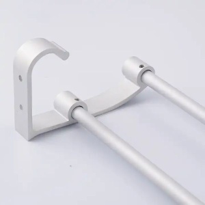 Suport dublu pentru prosoape din aluminiu solid, 60x11cm, Argintiu - Img 5