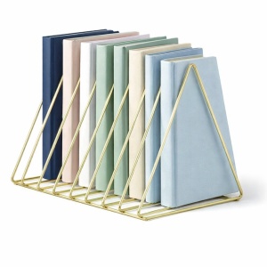 Suport metalic pentru carti cu 8 compartimente, Dimensiune 27x17.5x20cm, Culoare Auriu