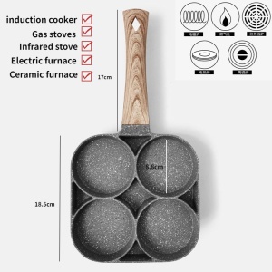 Tigaie cu separator pentru 4 oua, mini pizza, pancake si altele cu invelis antiaderent - Img 4