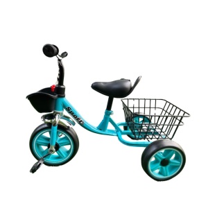 Tricicleta pentru copii 2 ani+, cu cos fata-spate, sa cu spatar si claxon, 76x56x38 cm, albastru deschis - Img 2