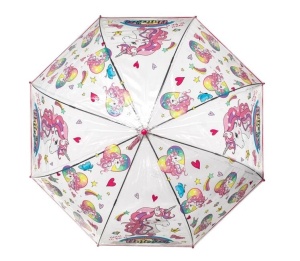 Umbrela de Ploaie cu, Baston Manuala, model Unicorn, pentru Copii, 82cm, fucsia - Img 3