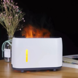 Umidificator si Difuzor de Aroma, cu Flacara Falsa, 240ml, Telecomanda si Temporizator, Alb - Img 4
