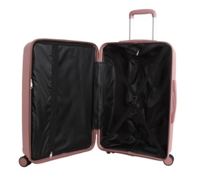 Valiza Troler cu Dungi Reliefate, 3 manere si 4 roti rotative, capacitate 25 kg, 87L, 48x28.5x75.5 cm, roz - Img 3