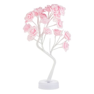 Veioza decorativa cu LED in forma de copac cu trandafiri roz