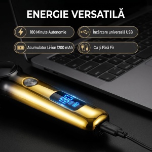 Aparat de contur Profesional VGR V-989, Lama Ceramica T-Blade, Display LED Digital, Autonomie 180 Minute, Auriu - Img 7