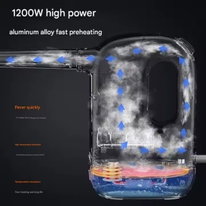 Aparat de curatat cu aburi, 1200W, 120°C, capacitate rezervor 300ml, Plastic, 23x7.5x20.5cm, Bej - Img 6