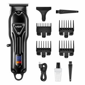 Aparat de tuns fara fir VGR V-298, 4 Distantiere, Afisaj LED, Acumulator 1500mAh/Autonomie mare, Negru