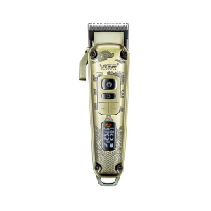Aparat de tuns profesional VGR V-005, Autonomie 250 Minute, Lama Ceramica, Display LED, USB, Auriu Vintage - Img 3