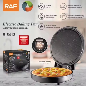 Aparat pentru preparat pizza, RAF R5412, 1100 W, termostat reglabil, diametru 30 cm, negru - Img 2