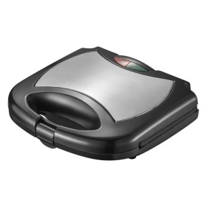 Aparat sandwich grill cu carcasa din inox, Putere 750W, Negru