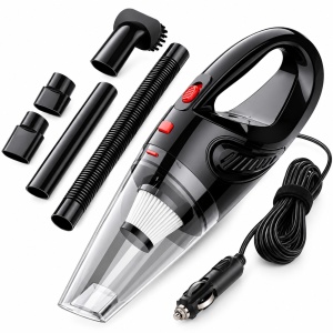 Aspirator auto cu alimentare 12V la priza auto, Cablu 4,2 m, Recipient detasabil, Furtun, Duza ingusta si perie