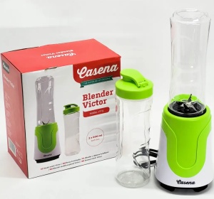 Blender smoothie, Casena VT-12, multifunctional, 180W, cu 2 recipiente portabile de 600ml, 22.5x7.5 cm, alb-verde - Img 1