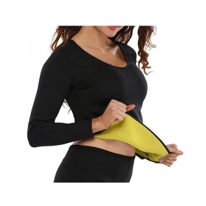Bluza cu maneca lunga pentru slabit, pentru femei, din neopren Negru-Galben - Img 4