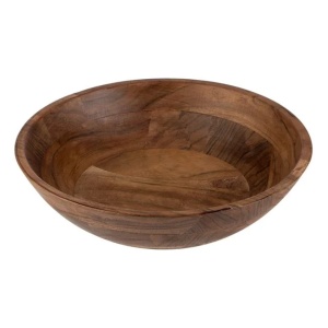 Bol de salata din lemn, Dimensiune 29x10.5cm, Capacitate 3.5L, Maro