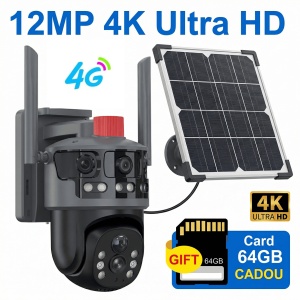 Camera de supraveghere cu panou solar V380 PRO - 4G LTE cu Cartela SIM - 12MP 4K Ultra HD