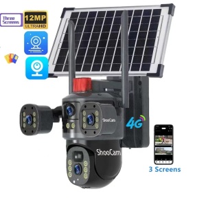 Camera de supraveghere cu panou solar V380 PRO - Conectivitate 4G LTE cu Cartela SIM - 12MP 4K Ultra HD