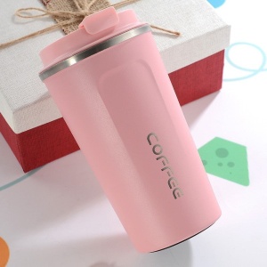 Cana Termos Coffee Portabila, Capacitate 510 ml, Pereti Dubli, Roz - Img 2