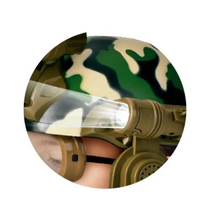 Casca de armata de jucarie cu Lumina LED, Binoclu si Ochelari, Verde Camuflaj - Img 6