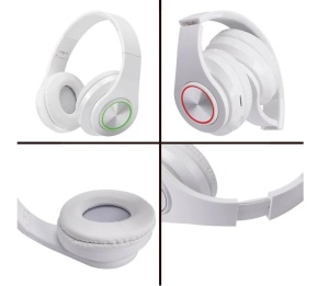 Casti Audio Pliabile, cu Lumini LED, Microfon, alb - Img 4