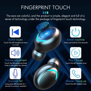 Casti Bluetooth EarBuds, TWS F9, Wireless, Afisaj LED, Control Touch, Functie Reducere Zgomot si Power Bank, Negru - Img 4