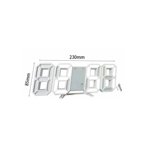 Ceas digital 3D iluminat LED, Pentru birou sau perete, Alb - Img 14