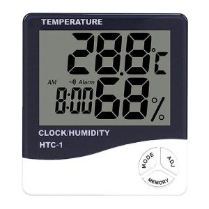 Ceas, Termometru si Higrometru HTC 1, 3 in 1, Temperatura, Statie Meteo, Umiditate, Ceas, Alarma, Alb - Img 5