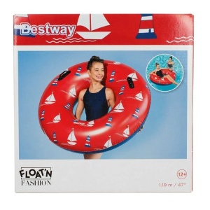 Colac Gonflabil Colorat cu Model Naval, Bestway, Ø119cm, Rosu - Img 4