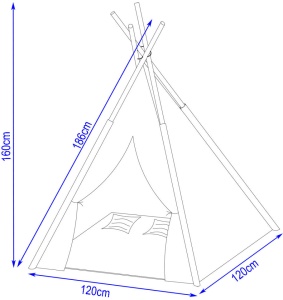 Cort de joaca Tipi, cu cadru de lemn, stil indian cu material imprimat cu pasari flamingo - Img 5