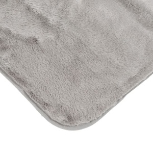 Covoras decorativ catifelat, cu aspect de blanita de iepure, interior cu suprafata antiderapanta, 140x60 cm, gri - Img 2