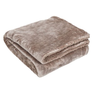 Cuvertura decorativa pentru iarna, cu doua fete, model cu aspect de blanita de oaie, 160x130 cm, maro - Img 1
