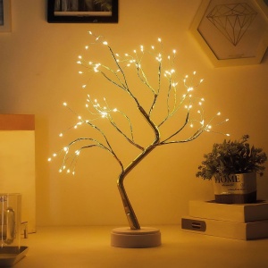 Decoratiune Luminoasa LED tip Veioza, Copacel cu 108 LED-uri, 50cm Inaltime, Lumina Alba Calda/Multicolora - Img 12