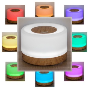 Difuzor Electric de Aromaterapie 500ml cu LED Multicolor, Design Lemn, Umidificator și Odorizant Cameră, 12W