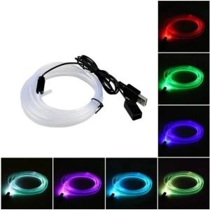 Fir RGB lumina ambientala auto, Lungime 2m, Alimentare cu mufa USB, 7 culori