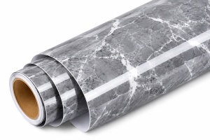 Folie Autoadeziva Imitatie Marmura, 300 x 60 cm, Rezistenta la Apa, pentru Mobila, Blat, Bucatarie si Baie, Gri