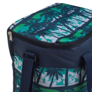 Geanta Izoterma, Capacitate 15L, 28x18x30cm, Albastru cu Model Palmieri - Img 2