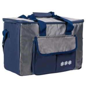 Geanta Izoterma pentru alimente, Capacitate 28L, Dimensiunne 42x23x29cm, Albastru cu Gri