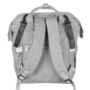 Geanta rucsac pentru scutece Mommy Bag, Material Sintetic, Dimensiuni 25x15x37cm, Culoare Gri - Img 4