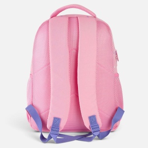 Ghiozdan Fete Scoala Primara Roz Puffy cu Floare, Breloc Inima cu Pompon, Compartiment Laptop, Spate Ergonomic, 23L, 30x17x41 cm - Img 5