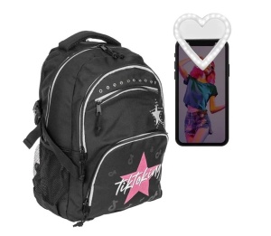 Ghiozdan inspiratie TikTok, cu Selfie Light LED, 30×17×42cm, negru - Img 6