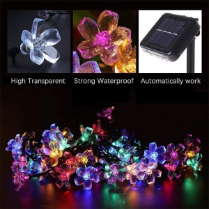 Ghirlanda Luminoasa Solara Flori de Cires cu 50 LED-uri, Lumina Alba Calda/Multicolora, 5m Lungime - Img 18