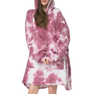 Hanorac Patura Oversize cu Gluga si Buzunar Frontal, Pufos si Cald, Multicolor, Marime Universala - Img 2