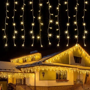Instalatie Luminoasa cu Franjuri, 240 LED-uri, IP44, 6x1m, Lumina Alba Calda/Rece - Img 8