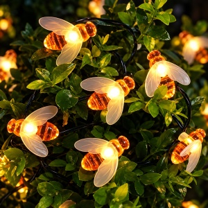 Instalație Solară Decorativă cu Albinuțe, 50 LED-uri, Lungime 6,5 m, Lumină Alb Cald, pentru Grădină, Terasă și Balcon - Img 2