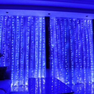 Instalatie Tip Perdea, Cablu Negru, 480 LED-uri, IP65, 6 x 2m, Lumina Alba Calda/Rece, Albastra, Multicolora - Img 3