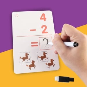 Joc Educativ Invata matematica cu 30 de cartonase reutilizabile, pentru copii 4 ani+, multicolor - Img 2