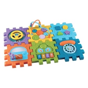 Jucarie educativa cu activitati pentru copii 18+ luni, Forma de cub, Laturi tip puzzle, Plastic, 20.5x18.5x27.5cm, Multicolor - Img 1