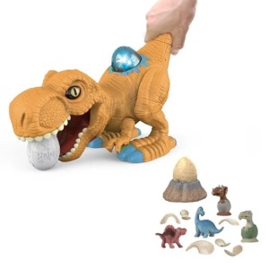 Jucarie in forma de mama-dinozaur pentru copii 3+ ani, Include un ou, Cu sunete si lumini, Functionare cu 3 baterii AG13 (inclus), Plastic, 19x11.5x24.5cm, Galben - Img 3